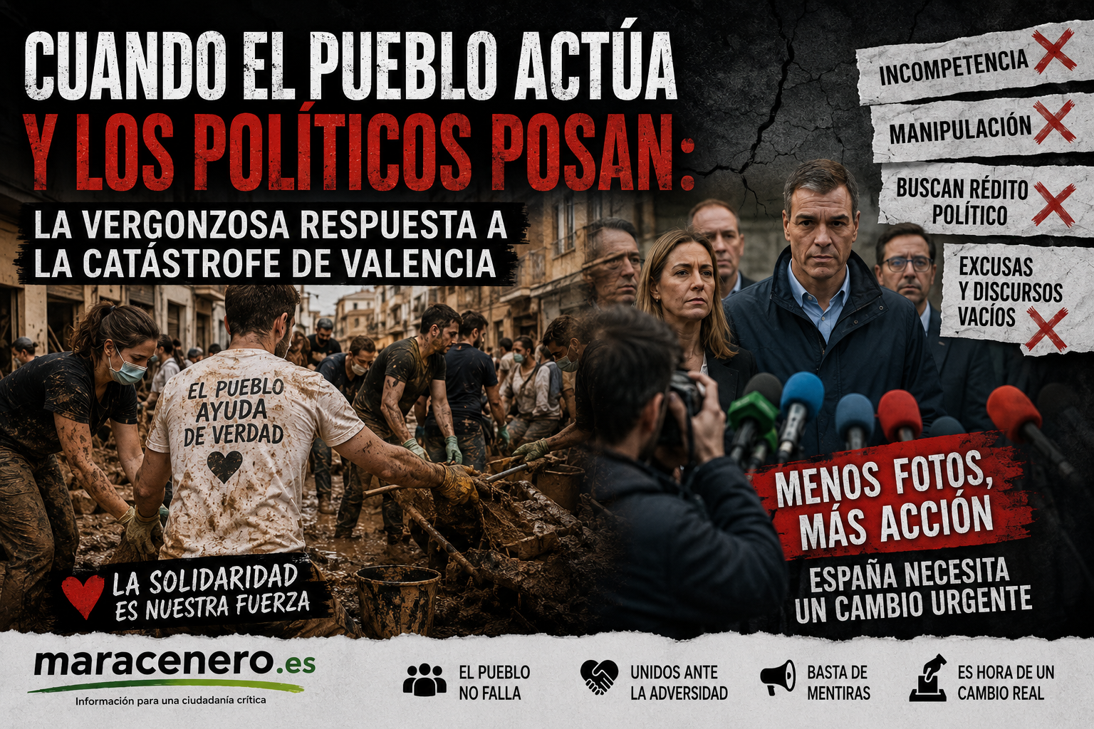 Cuando el Pueblo Actúa y los Políticos Posan: La Vergonzosa Respuesta a la Catástrofe de Valencia