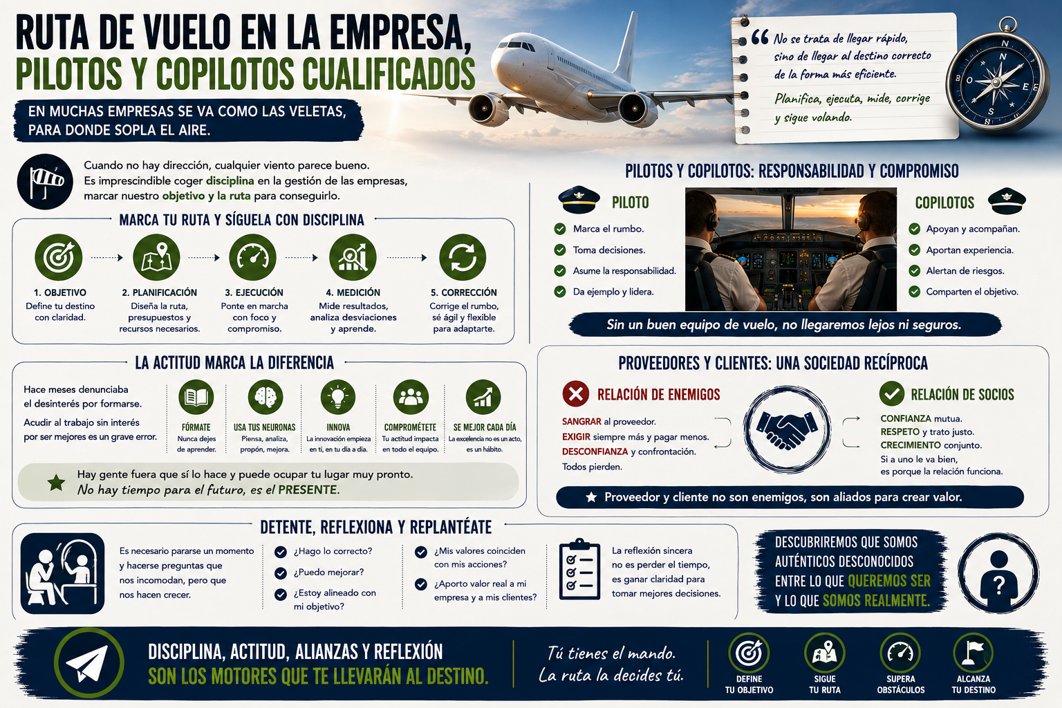 Ruta de vuelo en la Empresa, Pilotos y copilotos cualificados.